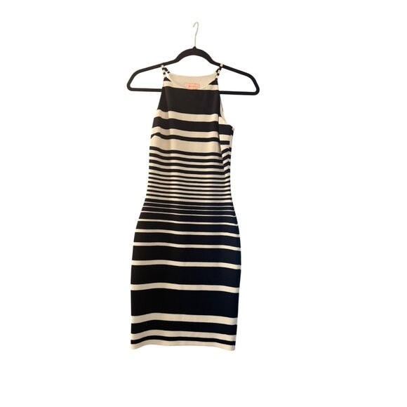 Black & White Striped Halter Bodycon Dress - Love...Ady S - Picture 1 of 5